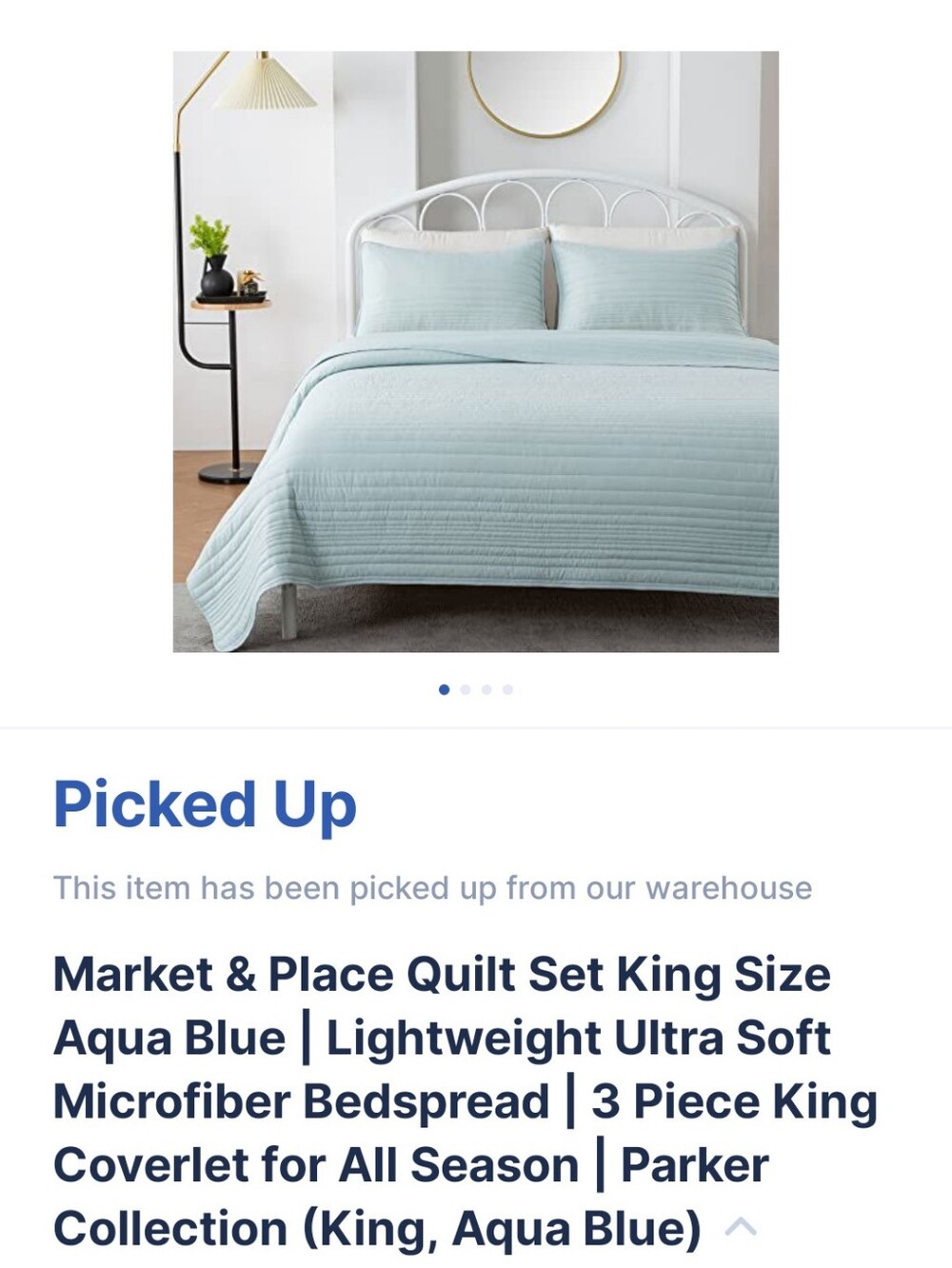 Parker Collection King Quilt Set - Aqua Blue